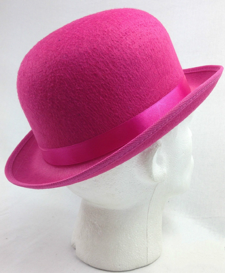 6x Pink Bowler Hat Bulk Pack - Vintage Derby Felt Costume for Dance/Fancy Dress Party