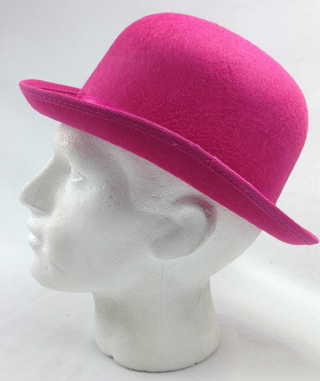 6x Pink Bowler Hat Bulk Pack - Vintage Derby Felt Costume for Dance/Fancy Dress Party