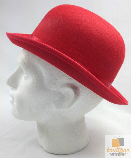 6x BOWLER HAT Party Costume Derby Fancy Dress Dance Halloween Vintage Cap BULK - Red