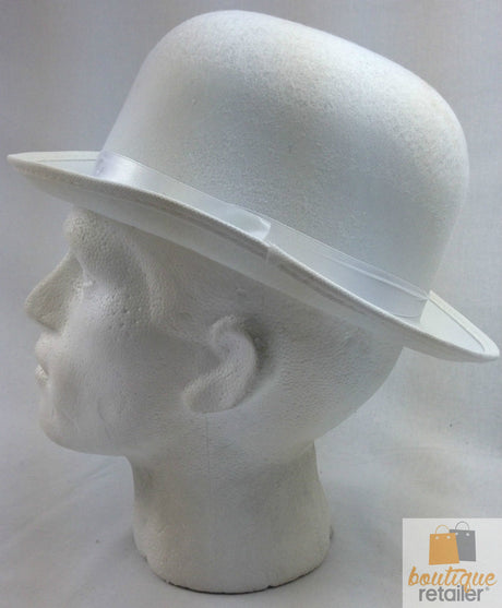 6x BOWLER HAT Party Costume Derby Fancy Dress Dance Halloween Vintage Cap BULK - White