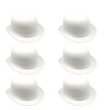 6x BOWLER HAT Party Vintage Costume Derby Felt Dance Halloween Bulk in White