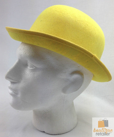 6x BOWLER HAT Party Costume Derby Fancy Dress Dance Halloween Vintage Cap BULK - Yellow