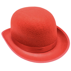 Red Bowler Hat - Vintage Derby Felt Costume for Dance/Fancy Dress Party