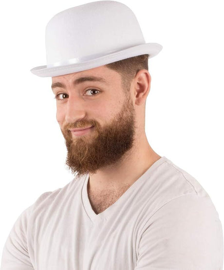 BOWLER HAT Party Vintage Costume Derby Felt Dance Halloween in White