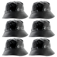 6x Black Metallic Bucket Hat Bulk Pack - Festival & Party Costume