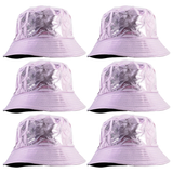 6x Pink Metallic Bucket Hat Bulk Pack - Festival & Party Costume