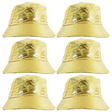 6x Gold Metallic Bucket Hat Bulk Pack - Festival & Party Costume
