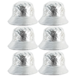 6x Silver Metallic Bucket Hat Bulk Pack - Festival & Party Costume