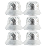 6x Silver Metallic Bucket Hat Bulk Pack - Festival & Party Costume