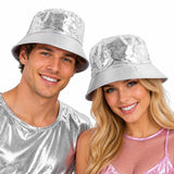 Metallic Bucket Hat for Parties and Costumes in Silver