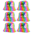 6x 90s Shiny Rainbow Holographic Metallic Bucket Hat Bulk Pack - Festival & Party Costume
