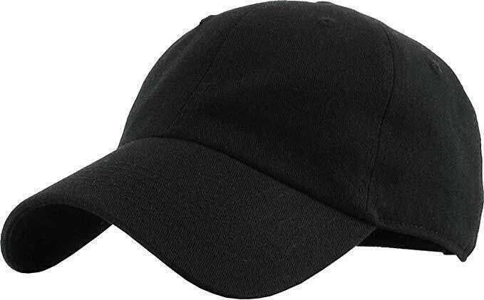Plain Black Baseball Cap - Adjustable One Size