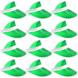 12x Green Perspex Visor with White Rim Bulk Pack - Retro 80s Rave/Australia Day Hat