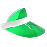 12x Green Perspex Visor with White Rim Bulk Pack - Retro 80s Rave/Australia Day Hat