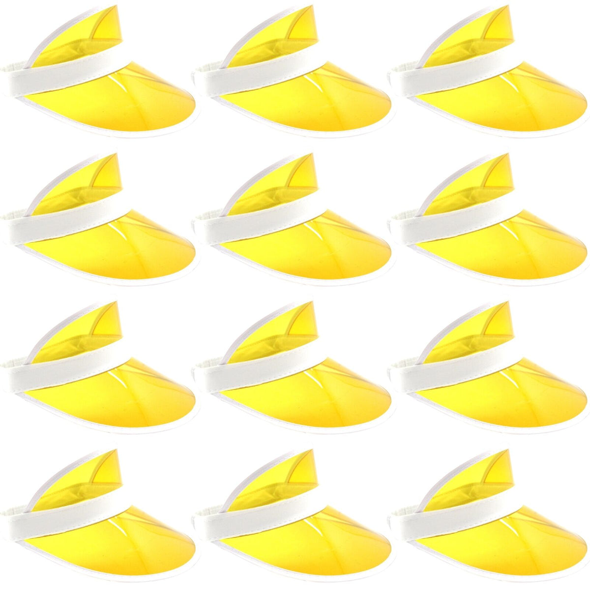 12x Yellow Perspex Visor with White Rim – Retro 80s Rave Accessory, Adjustable Fit Australia Day