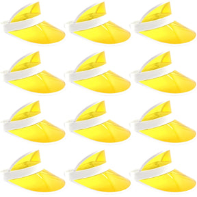 12x Yellow Perspex Visor with White Rim – Retro 80s Rave Accessory, Adjustable Fit Australia Day