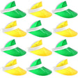 12x Yellow & Green Perspex Visor with White Rim Bulk Pack - Retro 80s Rave/Australia Day Hat