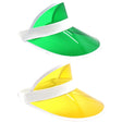 2x Yellow & Green Perspex Visor w/ White Rim – Retro 80s Rave/Australia Day Accessory