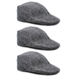 3x Mens Herringbone Driving Cabbie Flat Cap Pack - Grey (Gatsby 20s Ivy Newsboy Hat)