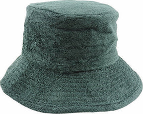 Aussie Terry Towelling Bucket Hat - Bottle Green (Retro Lad Cap for Fishing/Camping)