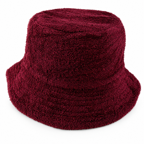 Aussie Terry Towelling Bucket Hat - Maroon (Retro Lad Cap for Fishing/Camping)