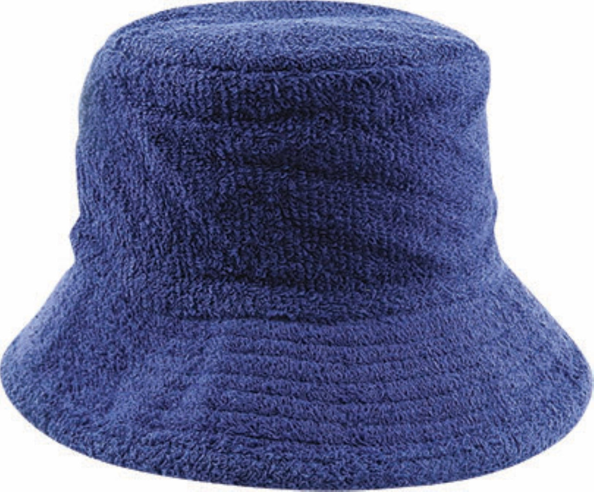 Terry Towelling Bucket Hat Daggy Fishing Camping Retro Aussie Lad Cap - Navy - M