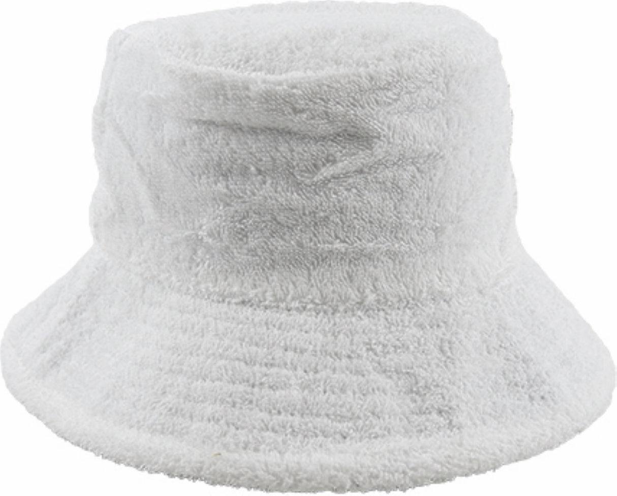 Terry Towelling Bucket Hat Daggy Fishing Camping Retro Aussie Lad Cap - White - M