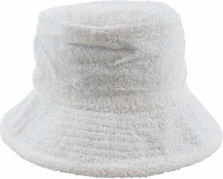 Aussie Terry Towelling Bucket Hat - Retro Lad Cap for Fishing/Camping - White