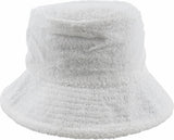 Aussie Terry Towelling Bucket Hat - White (Retro Lad Cap for Fishing/Camping)