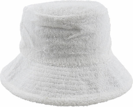 Aussie Terry Towelling Bucket Hat - White (Retro Lad Cap for Fishing/Camping)