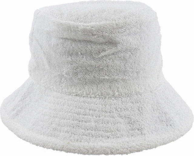Aussie Terry Towelling Bucket Hat - White (Retro Lad Cap for Fishing/Camping)