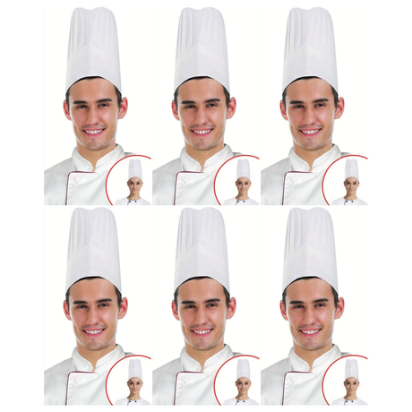 6x White Chef Hat Bulk Pack - Kitchen/Baker/BBQ Master Costume (Halloween & Fancy Dress)