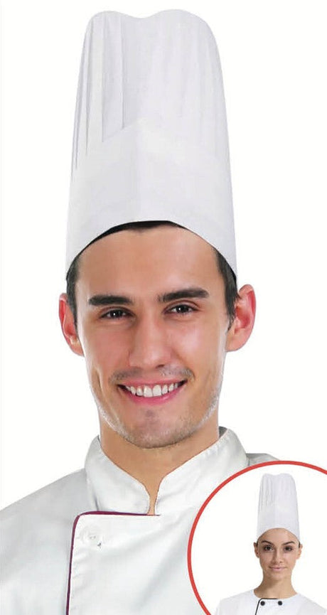 6x White Chef Hat Bulk Pack - Kitchen/Baker/BBQ Master Costume (Halloween & Fancy Dress)