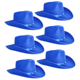 6x Blue Felt Cowboy Hat with Australian Flag Ribbon Bulk Pack - Festival Costume Accessory