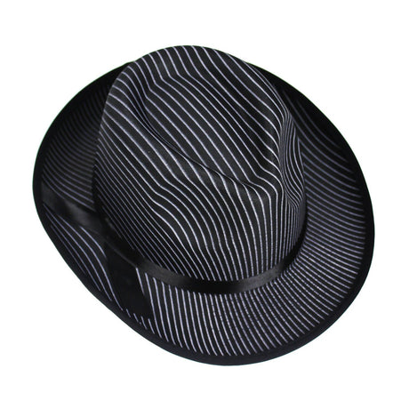 1920s Gangster Pinstripe Trilby Fedora Party Costume Hat in Black