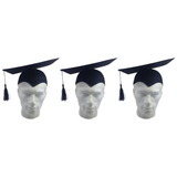 3x Black Graduation Mortar Board Hat Pack - Bachelor/Academic (School/Fancy Dress)