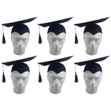 6x Black Graduation Mortar Board Hat Bulk Pack - Bachelor/Academic (School/Fancy Dress)