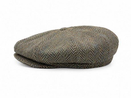 Hanna Hats Irish Tweed 8 Piece Newsboy Cap - Herringbone Olive