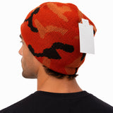 Orange Camo Beanie Hat - Warm Winter Ski Army Camouflage Cap