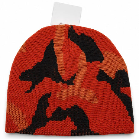 Orange Camo Beanie Hat - Warm Winter Ski Army Camouflage Cap