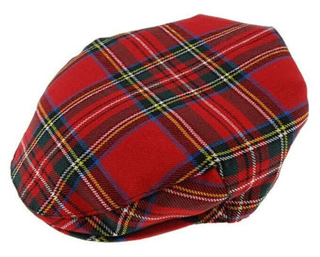 Stratford England Linney Mens Wool Tartan Flat Cap - Royal Stewart (Country Driving/Fishing Hat)