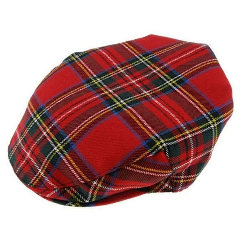 Stratford England Tartan Flat Hat Wool Country Driving Fishing Cap Linney - Royal Stewart
