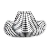6x Metallic Disco Print Cowboy Hat Bulk Pack - Silver (Western Party Costume & Fancy Dress)