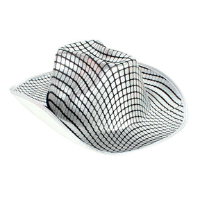 Metallic Disco Print Cowboy Party Costume Hat - Silver