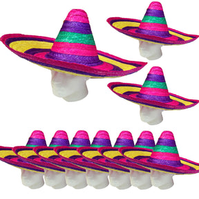 10x Mexican RAINBOW SOMBRERO Fancy Dress Straw Party Costume Hat Cap Spanish BULK