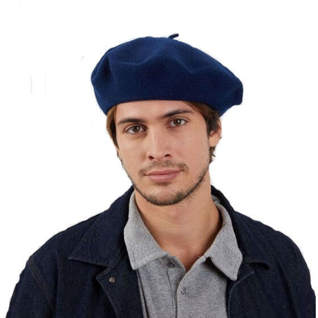Laulhere Heritage Unisex Winter Wool Beret - Blue