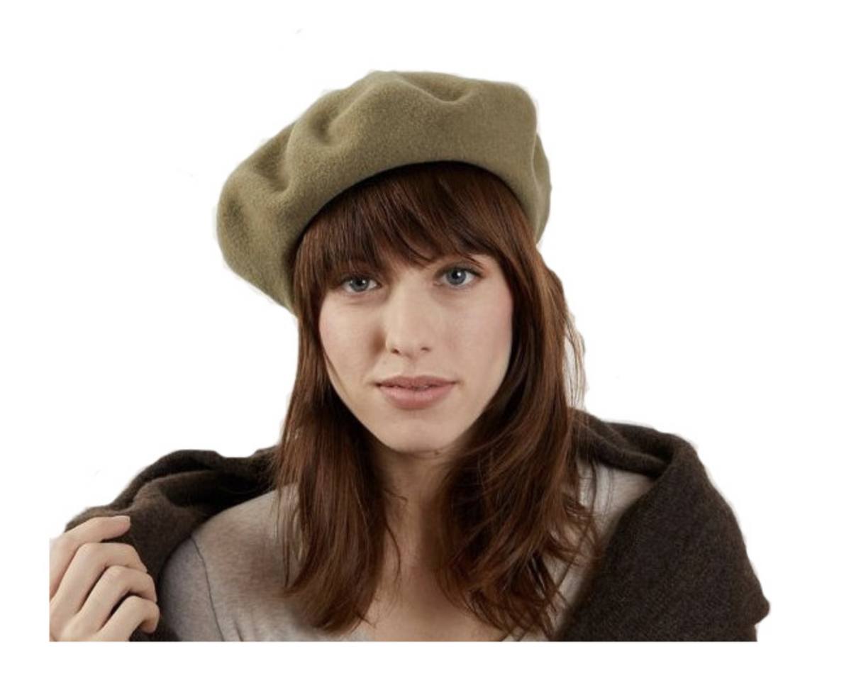 Laulhere Heritage Unisex Winter Wool Beret - Khaki