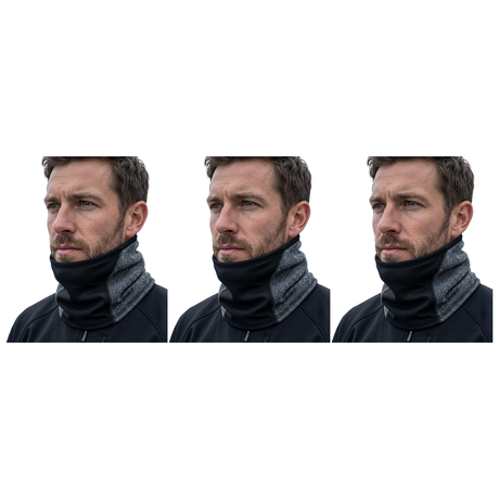 3x Breathable Fleece/Spandex Face & Neck Warmer Pack - Charcoal (Winter Scarf)