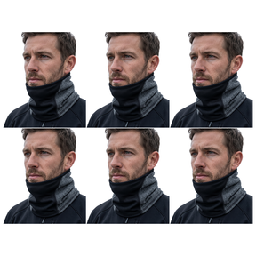 6x Breathable Fleece/Spandex Face & Neck Warmer Bulk Pack - Charcoal (Winter Scarf)
