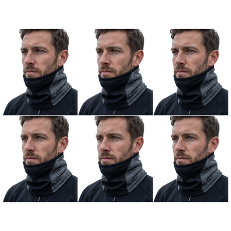 6x Breathable Fleece/Spandex Face & Neck Warmer Bulk Pack - Charcoal (Winter Scarf)